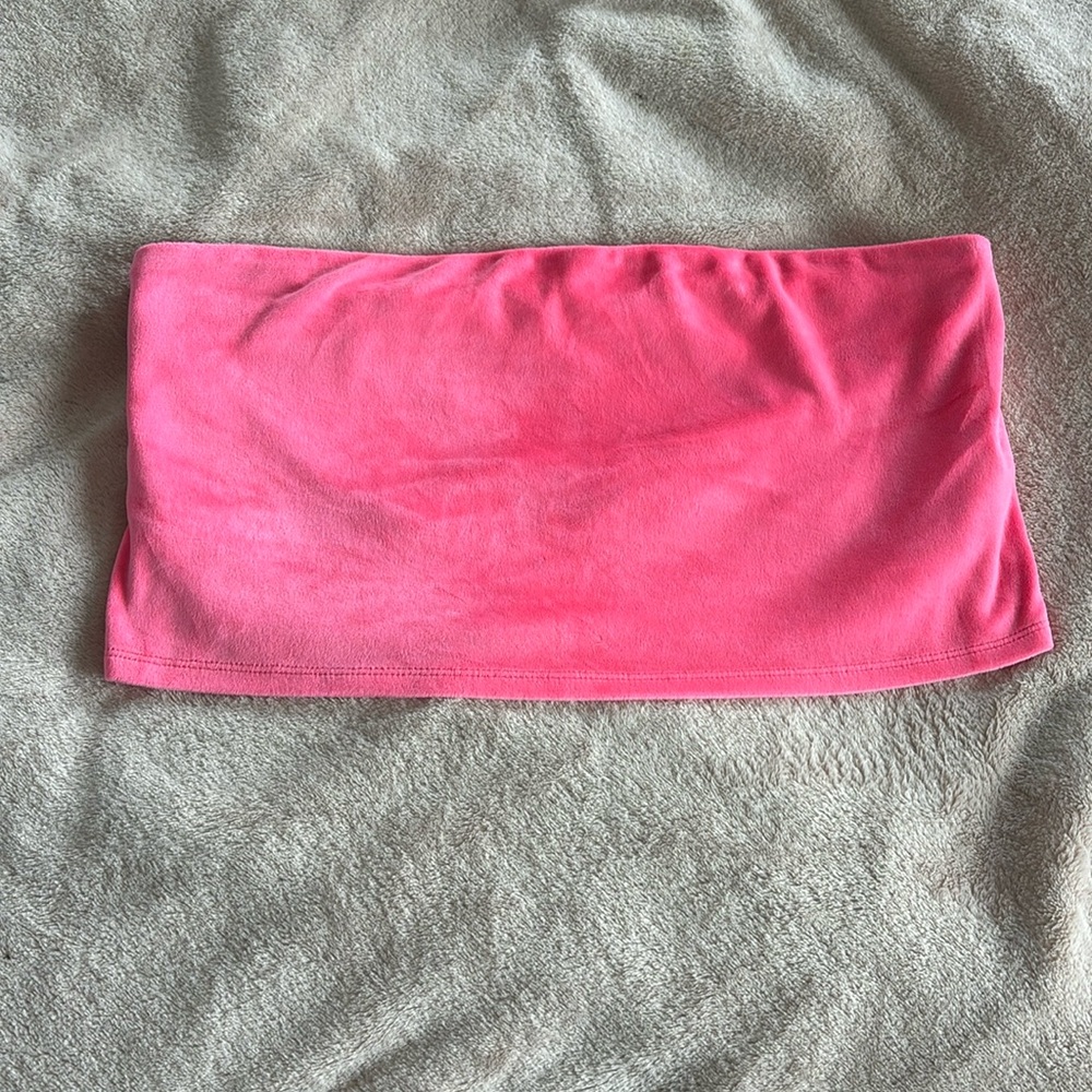 Pink velvet tube top